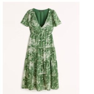 NWT Abercrombie & Fitch Green Floral Midi Dress